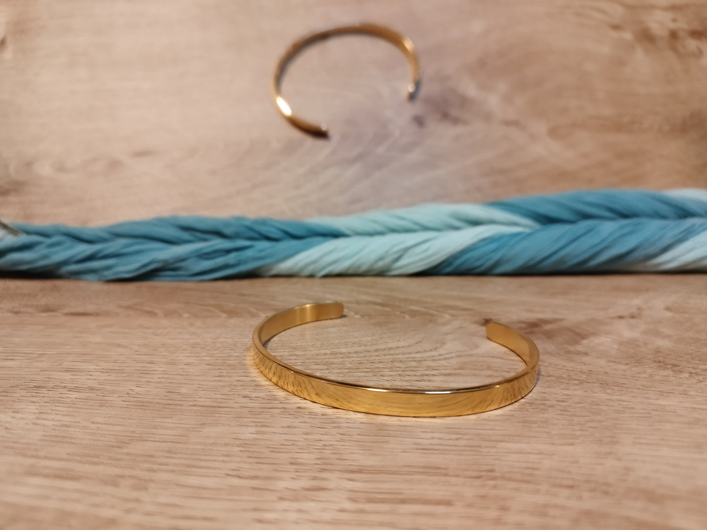 Bracelet Jonc Mat Acier Inoxydable Or Mixte