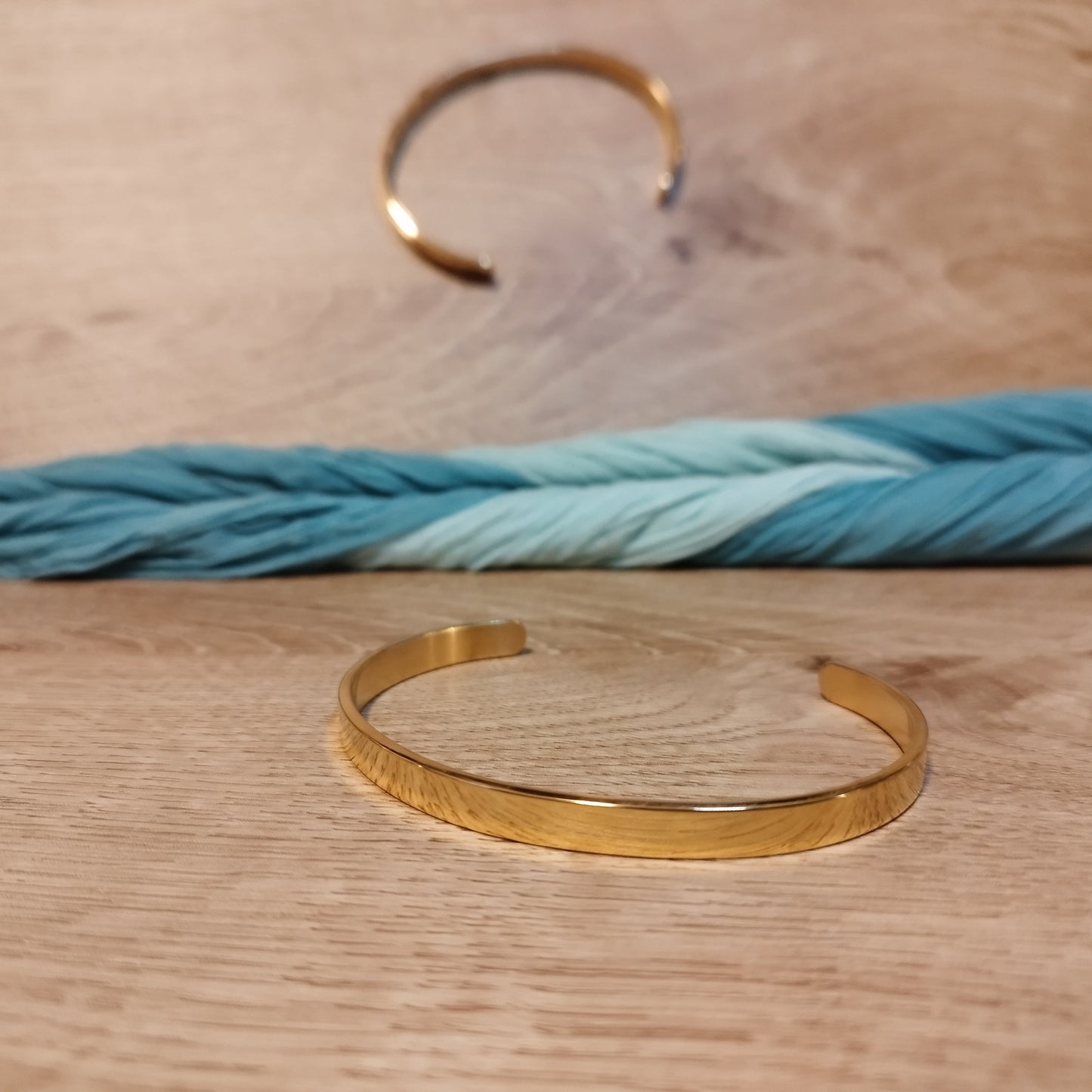 Bracelet Jonc Mat Acier Inoxydable Or Mixte