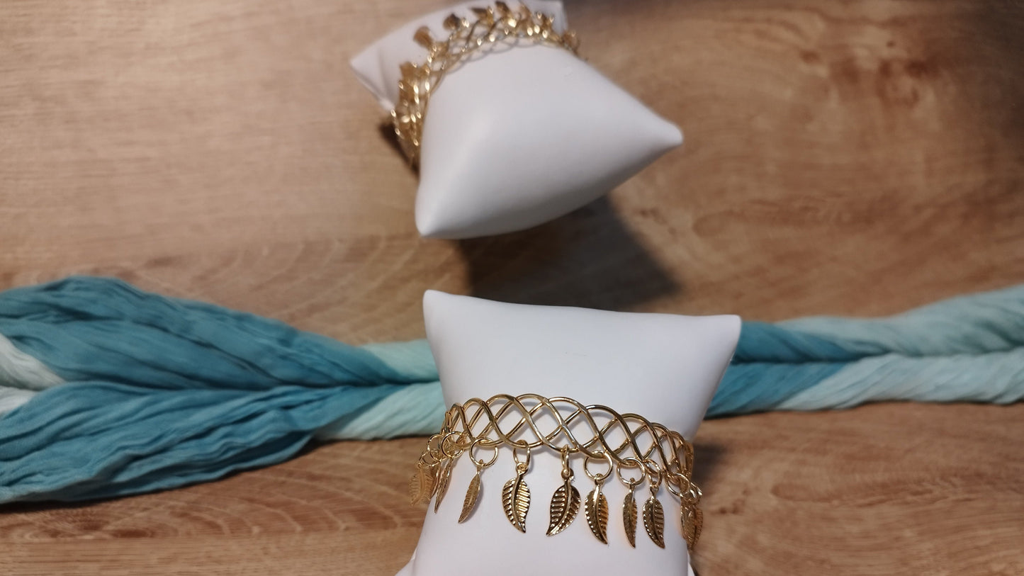 Bracelet Plume Plaqué Or 18 carats