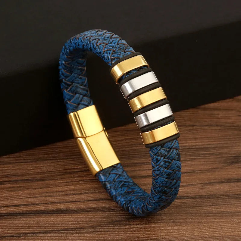 Bracelet Tressé Bleu Magnétique