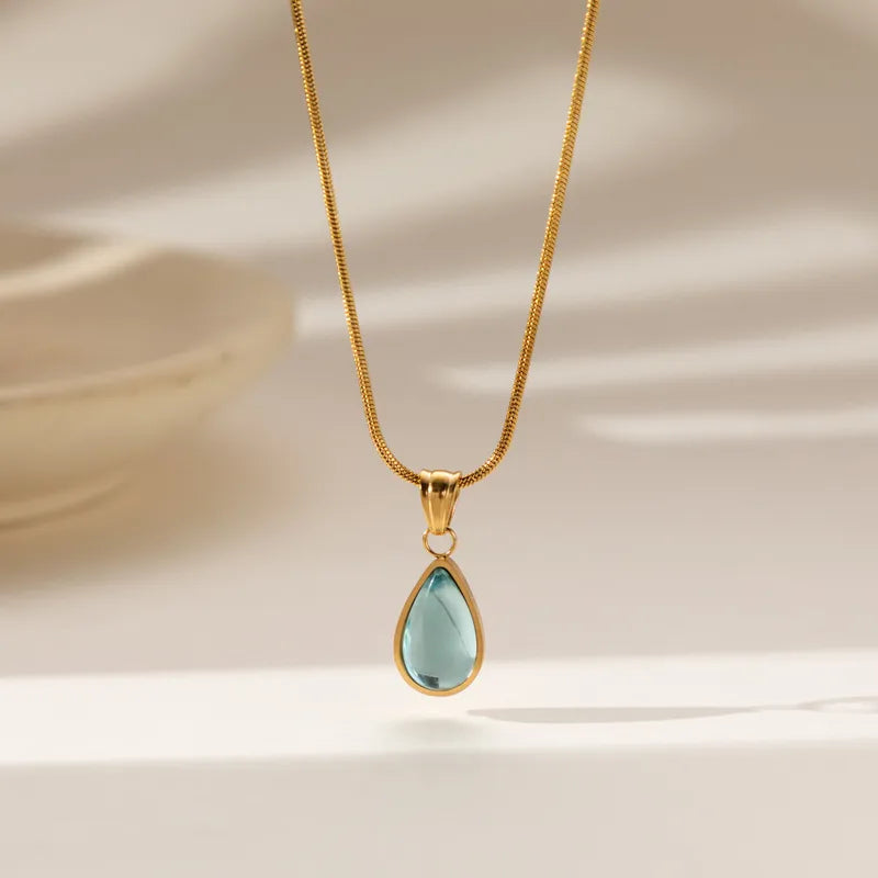 Pendentif Goutte d'eau Azur en Acier Inoxydable