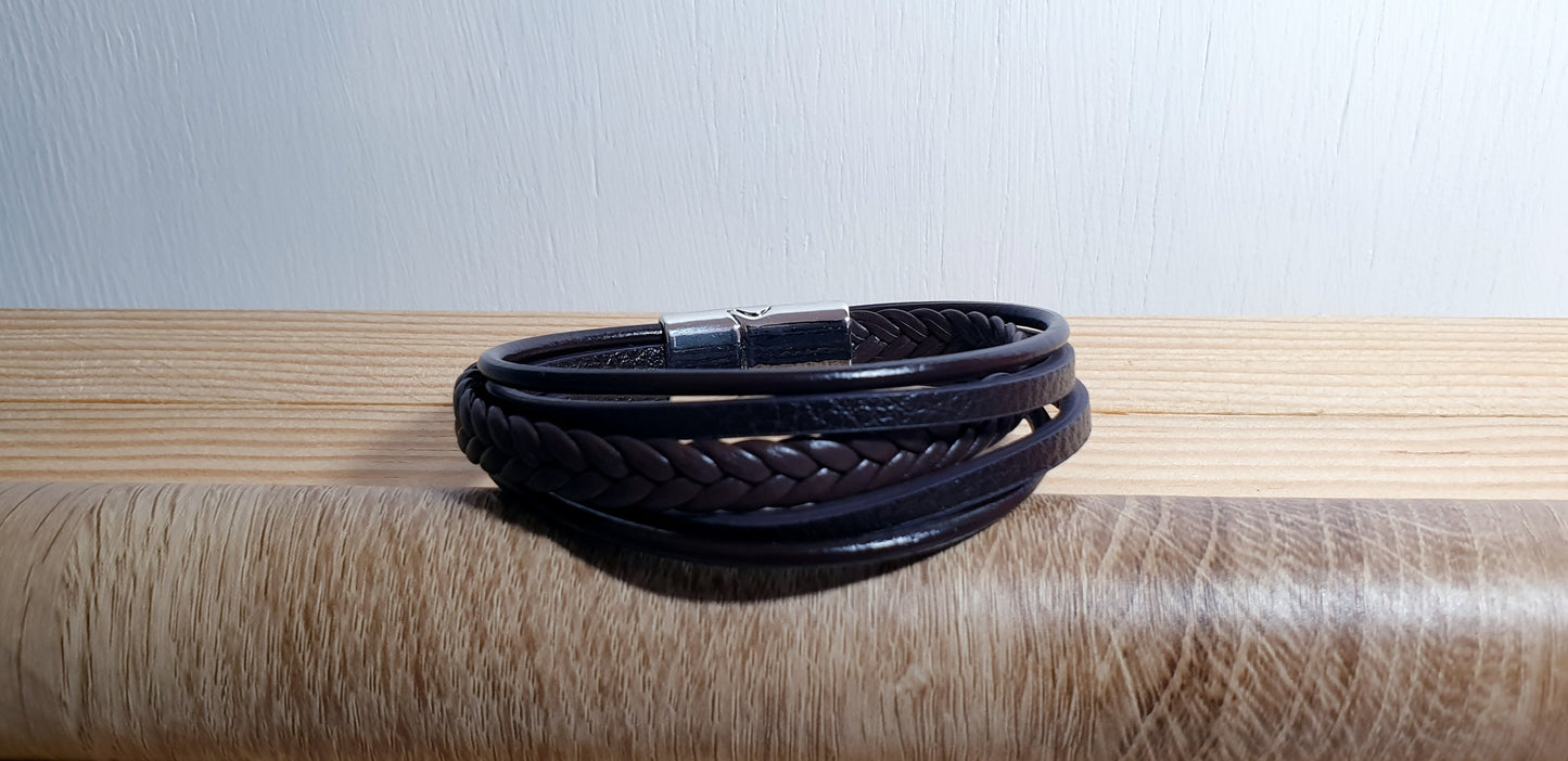bracelet cuir homme marron foncé