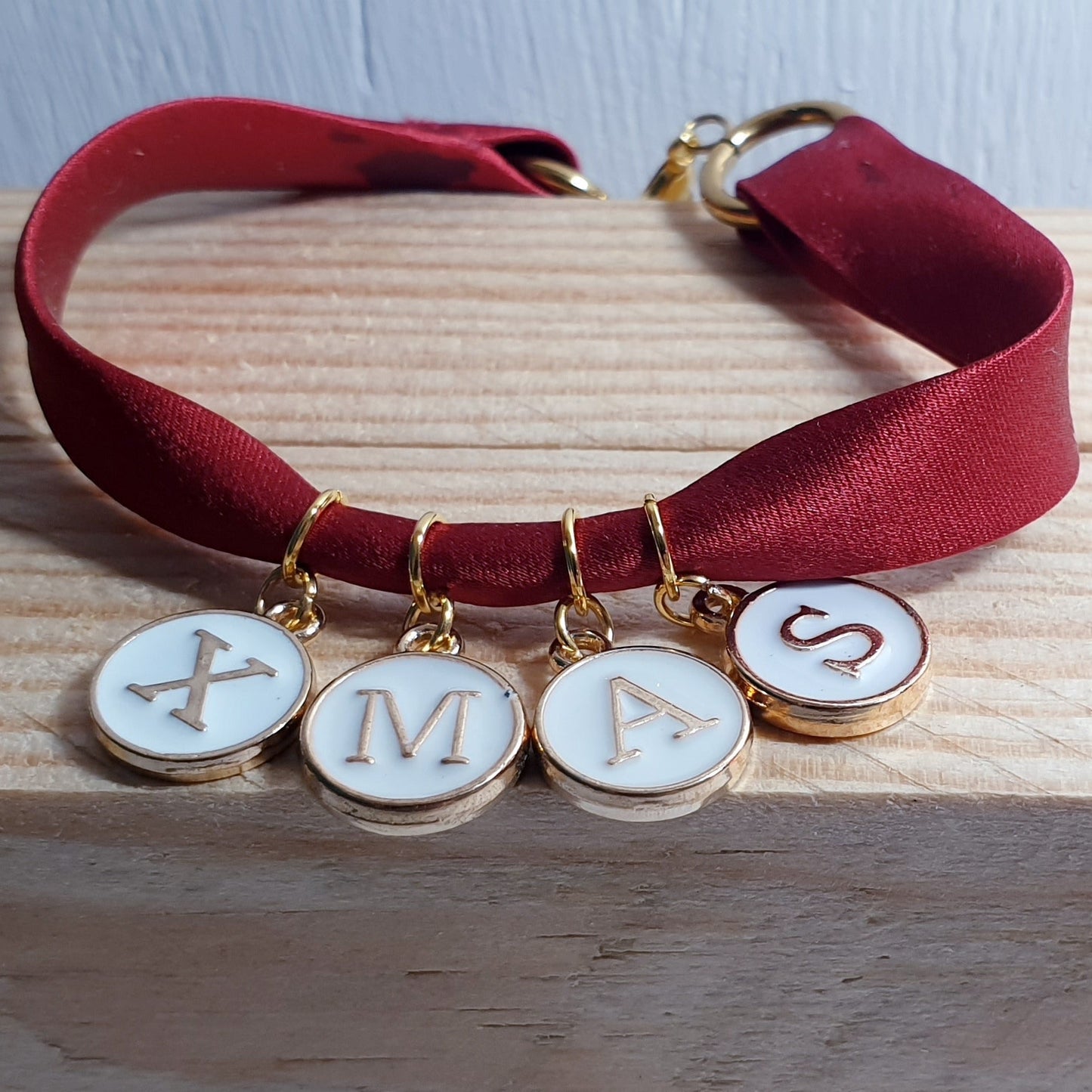 bracelet en soie rouge XMAS Noël