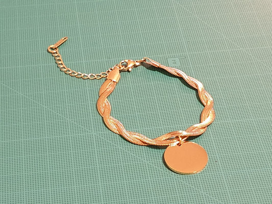 Bracelet double personnalisable médaillon rond