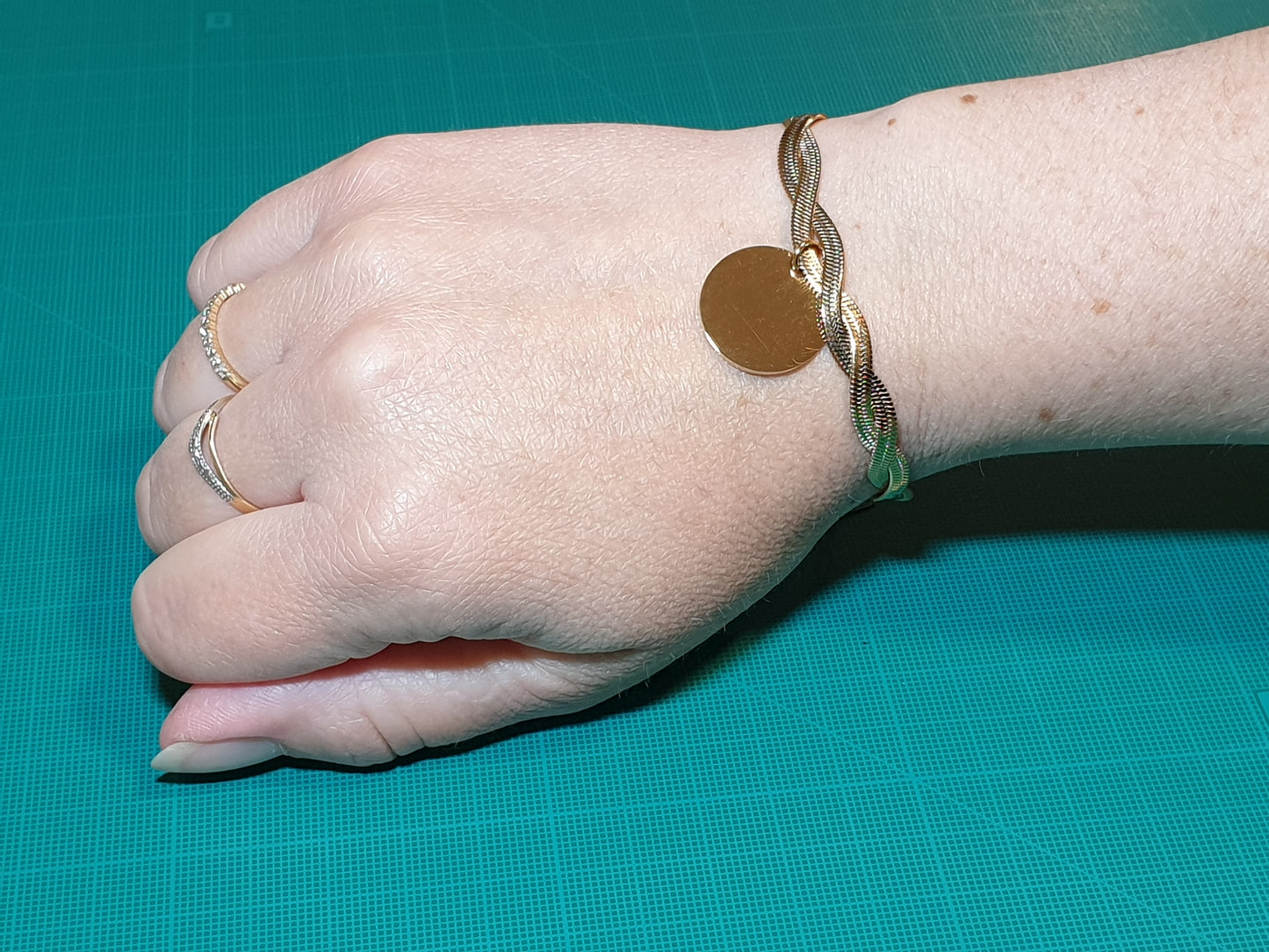 Bracelet double personnalisable médaillon rond