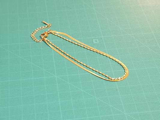 Bracelet double chaine personnalisable médaillon rond