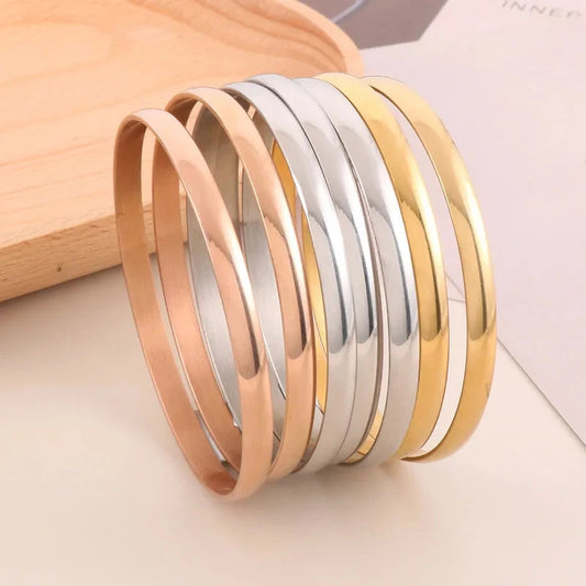 Bracelet Jonc Léger Acier Inoxydable 3 Coloris