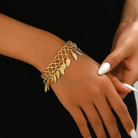 Bracelet Plume Plaqué Or 18 carats