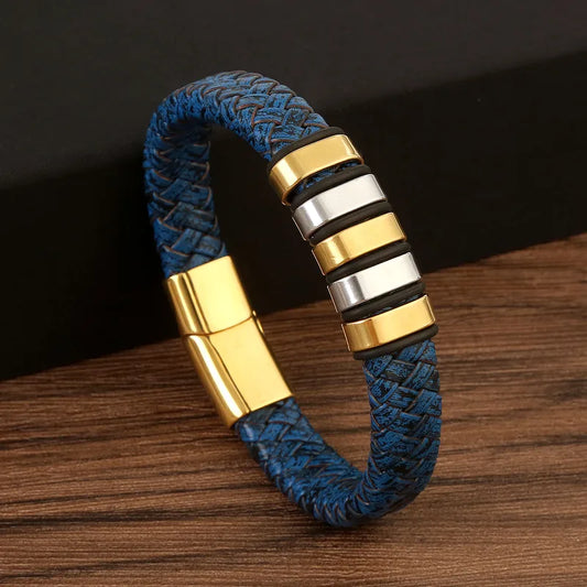 Bracelet Tressé Bleu Magnétique