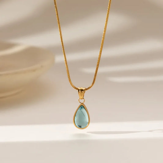 Pendentif Goutte d'eau Azur en Acier Inoxydable